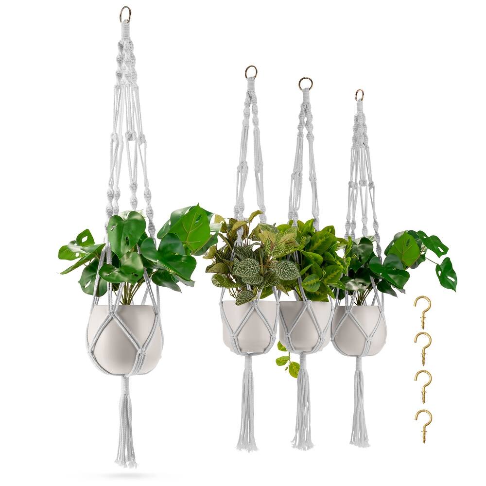 Macrame Plant Hanger (4, 6, 8 Pack) Hanging Plant Pots Cotton Rope