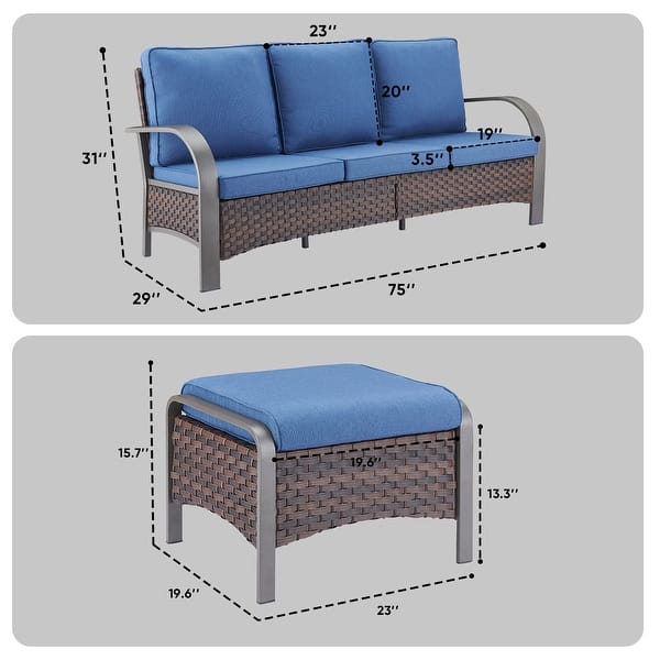 dimension image slide 21 of 48, Pocassy Outdoor Patio Furniture Set