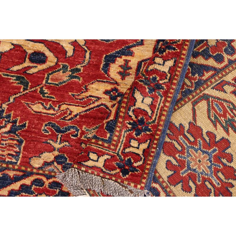 Southwestern Super Kazak Phoenix Red/Gold Hand Knotted Wool Rug - 9'9'' x 13'3''