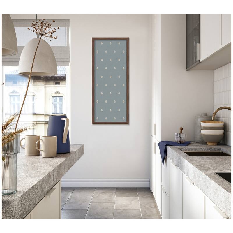 Kate and Laurel Pinboard Blue Botanical Block Print