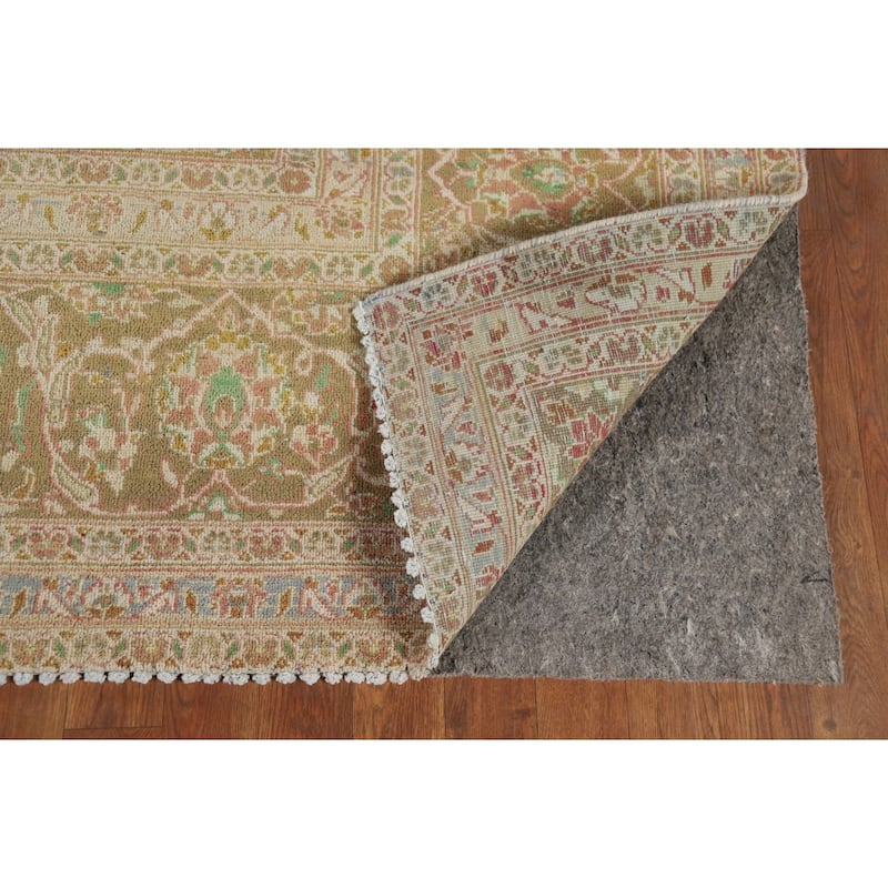 Traditional Kashan Distressed Vintage Persian Rug Handmade Wool Carpet - 9'4" x 13'1"