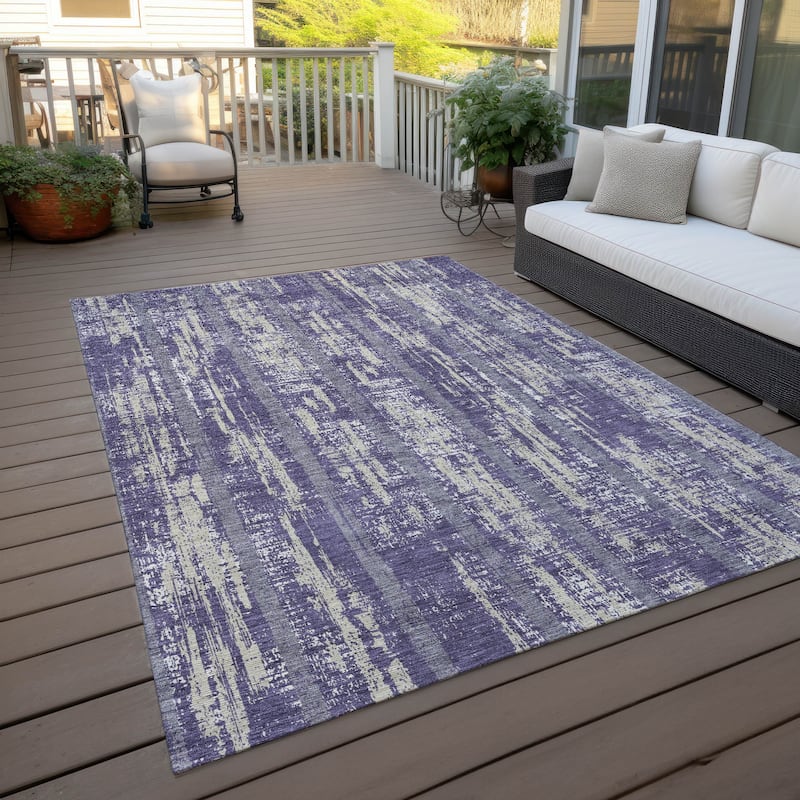 Machine Washable Indoor/ Outdoor Chantille Ombre Stripe Rug - Purple - 5' x 7'6"