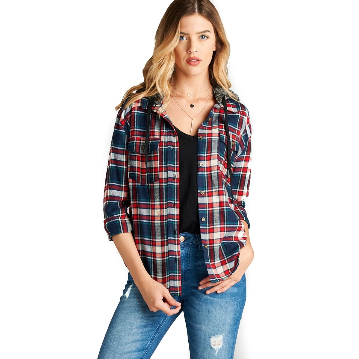 plaid hoodie women's