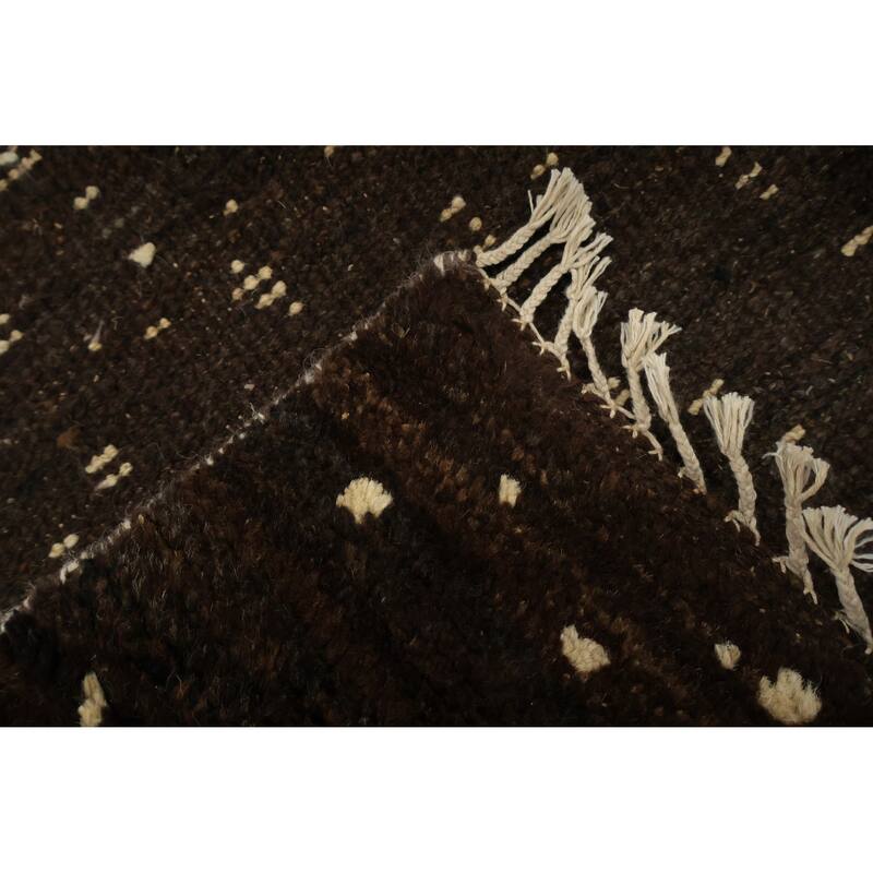Hand Knotted Oriental 100% Wool Carpet Tribal Abstract Brown Moroccan Area Rug - 7' 11'' X 5' 7''