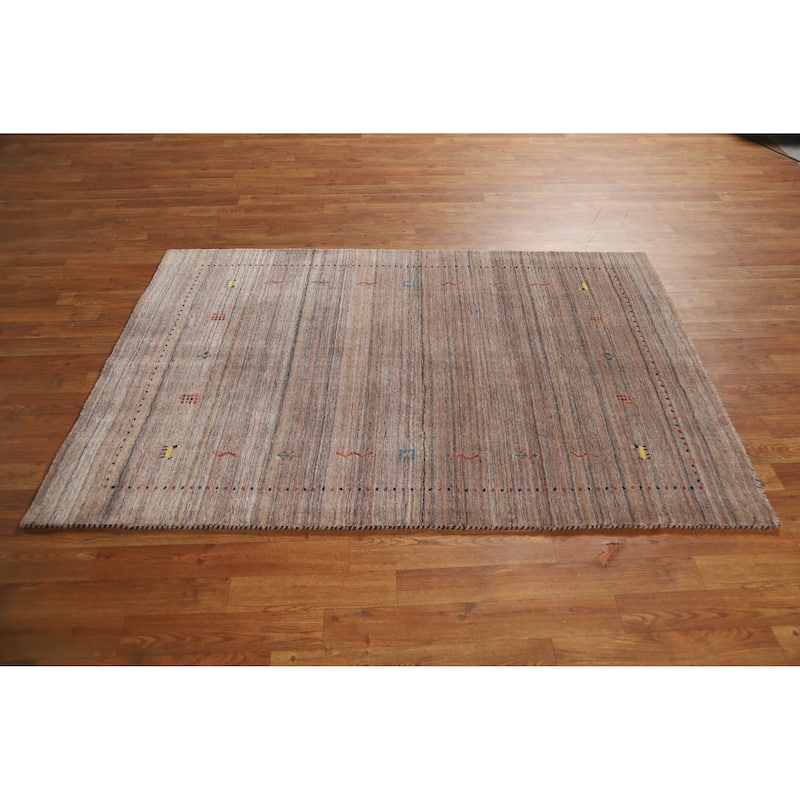 Tribal Gabbeh Indian Rug Hand-Knotted Multi-Color Wool Carpet - 3'10" x 5'8"