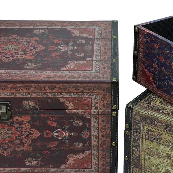 Shop Set Of 3 Oriental Style Red Brown And Cream Earth Tones