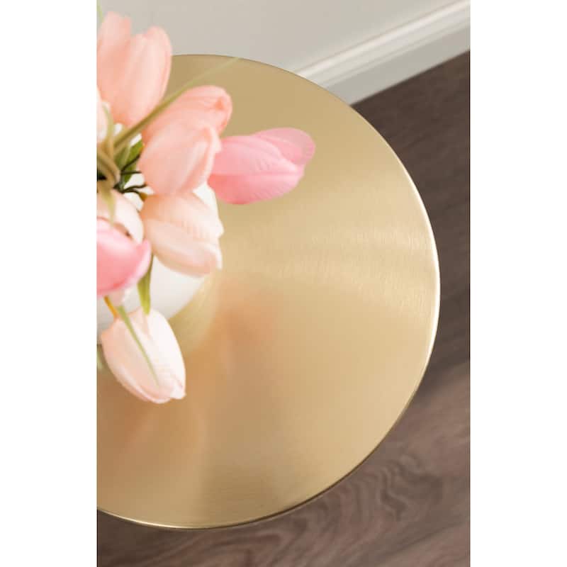 Kate and Laurel Hescott Metal and Marble Pedestal Table