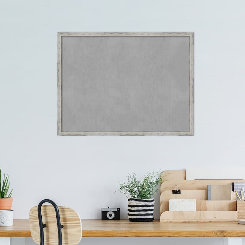 Amanti Art Shiplap White Narrow Framed Magnetic Board