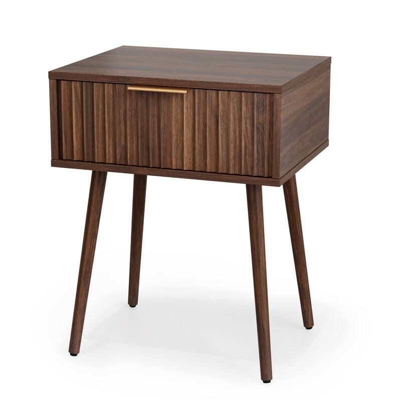 18.9"W Nightstand, Particleboard & MDF, Melamine & Vacuum Forming, 1 Drawer, High Leg