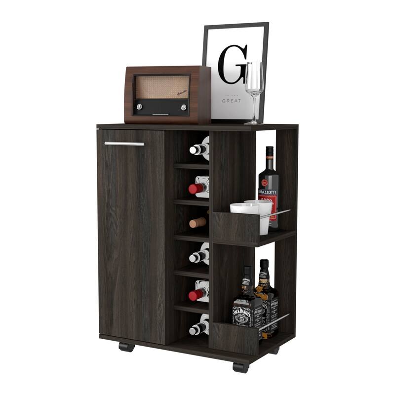 FM Furniture Tennessee Bar Cart, One Cabinet With Division,Black - N/A