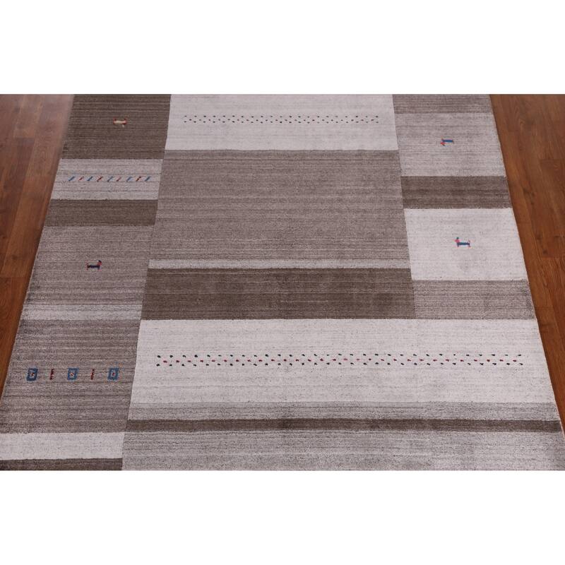 Hand Knotted Oriental 100% Wool Carpet Tribal Geometric Multi-Colored Gabbeh Area Rug - 7' 7'' X 5' 5''