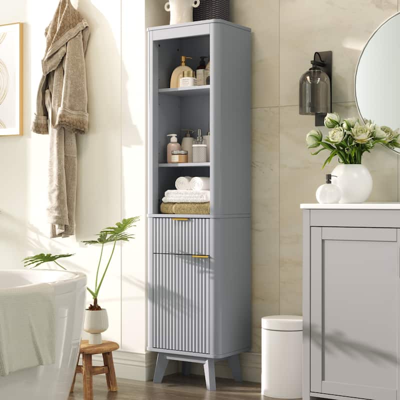 Christopher Knight Home - Modern Linen Tower with Adjustable Shelves, Drawer and Door
