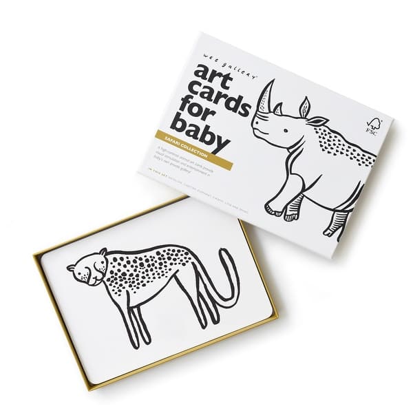 slide 2 of 5, Wee Gallery Art Cards for Baby - Safari Collection - Black - N/A