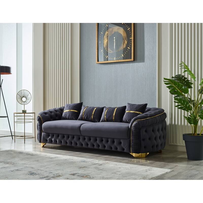 Ashley 4-Pieces Two Sofa Two Chair Living Room Set, Tufted Back