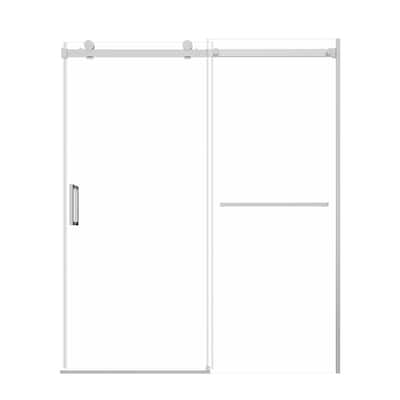 60x72 Single Sliding Shower Door, Slim Frame, 8mm Tempered Glass, Matte Black, 304 SS, 4 in Adjustable, Quiet Glide