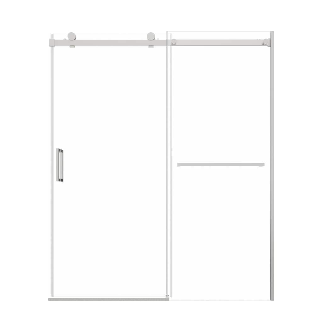 60x72 Single Sliding Shower Door, Slim Frame, 8mm Tempered Glass, Matte Black, 304 SS, 4 in Adjustable, Quiet Glide