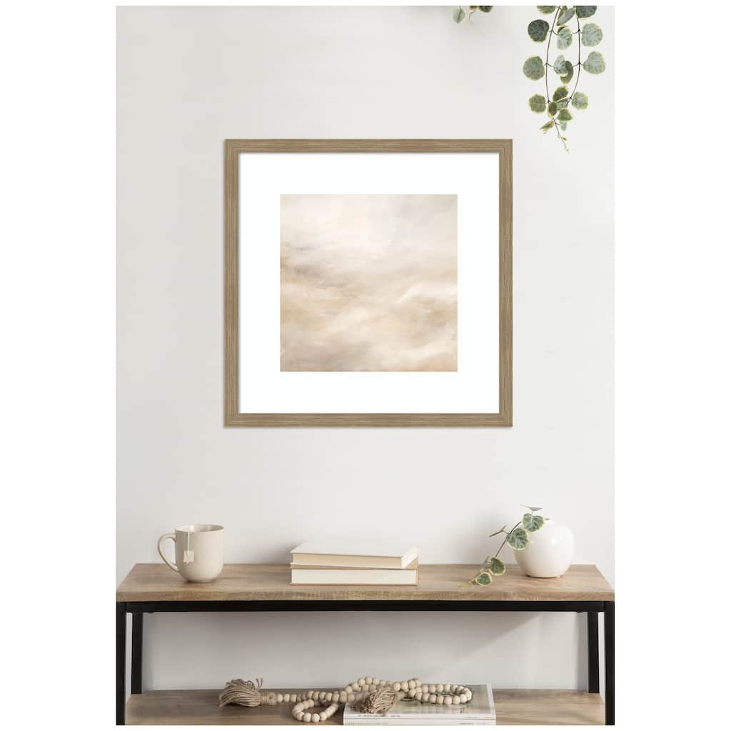 Kate and Laurel Tonal Textural White and Beige Neutrals by The Creative Bunch Studio Framed Wall Art Print