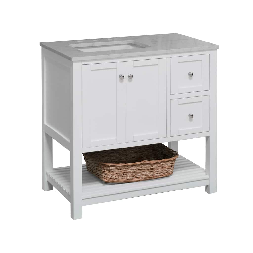 KitchenBathCollection Lakeshore 36" Bathroom Vanity with Engineered Carrara Top