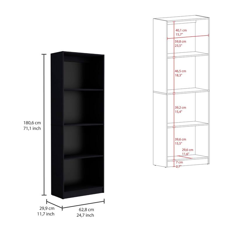 Misani 4-Piece Living Room Set with Sutton Slim Bookcase, Sutton 4-Shelf Bookcase and Sutton 2-Door Bookcase