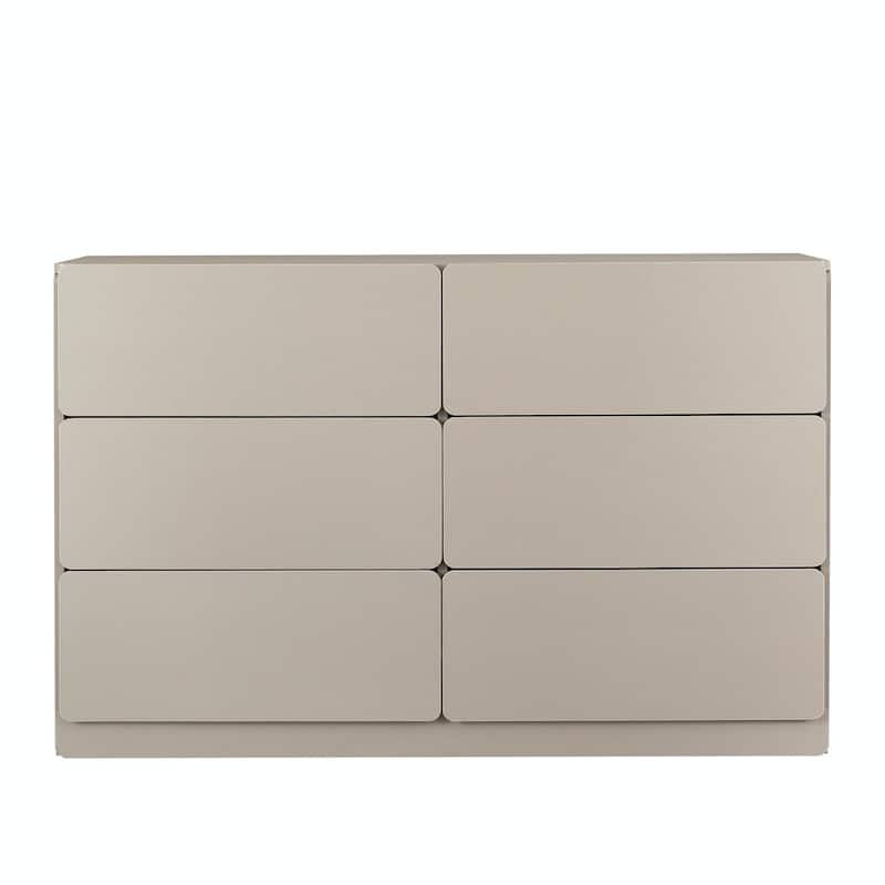 Six-Drawer Dresser Cabinet with Flat Drawer Corners