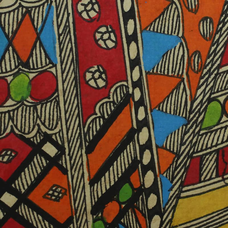 Novica Handmade Celestial Lovers Madhubani Painting