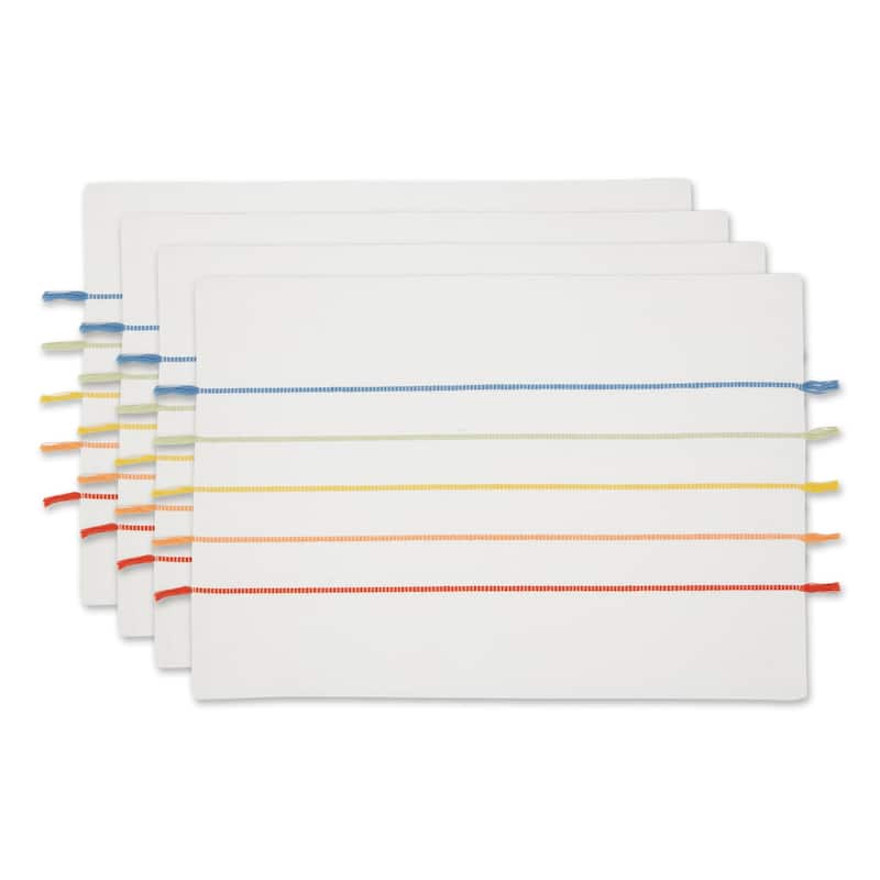 Rainbow Stripe Tassel Placemat (Set of 4) - Placemat Set, 13x19" - Placemat Set, 13x19" - Rainbow Stripe