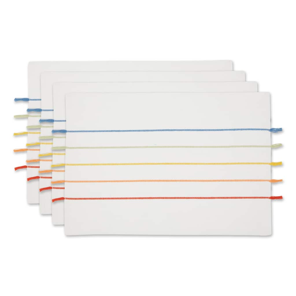 Rainbow Stripe Tassel Placemat (Set of 4) - Placemat Set, 13x19"