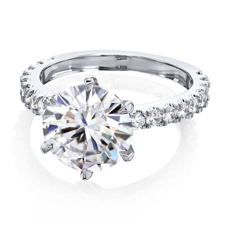 Kobelli 3.6 Carats Moissanite & Lab Grown Diamond 14k Solid Gold Round 6-Prong Tulip Tiffany Engagement Ring