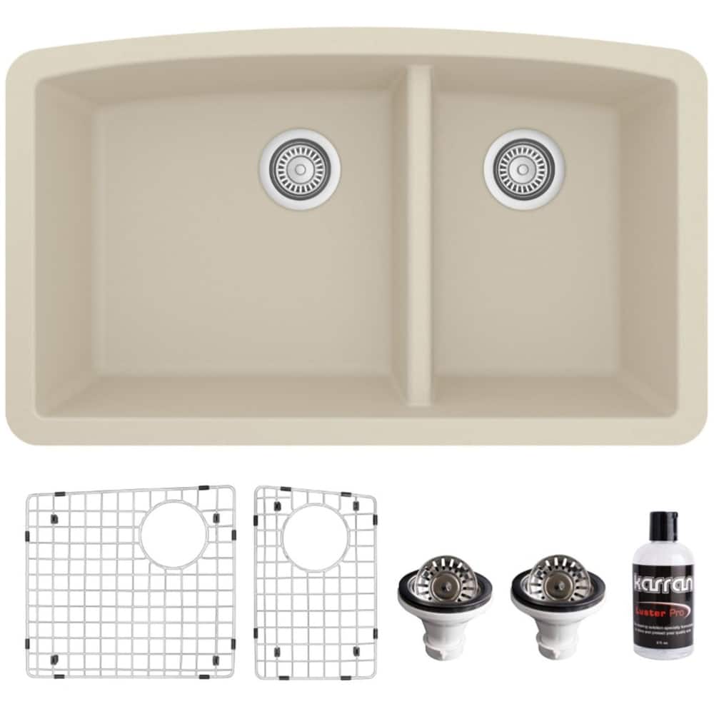 Karran USA QU-711-PK1 Quartz QU 32" Undermount Double Basin Quartz