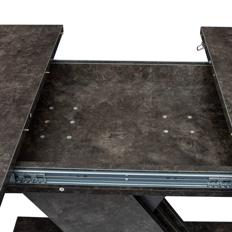 70.87" Wood Multifunctional Extendable Console Table with X-shaped Design