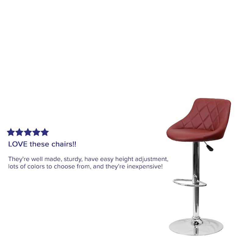 Vinyl Bucket Seat Adjustable Diamond Back Barstool (Set of 2) - 18.50"W x 19"D x 33.25" - 41.75"H