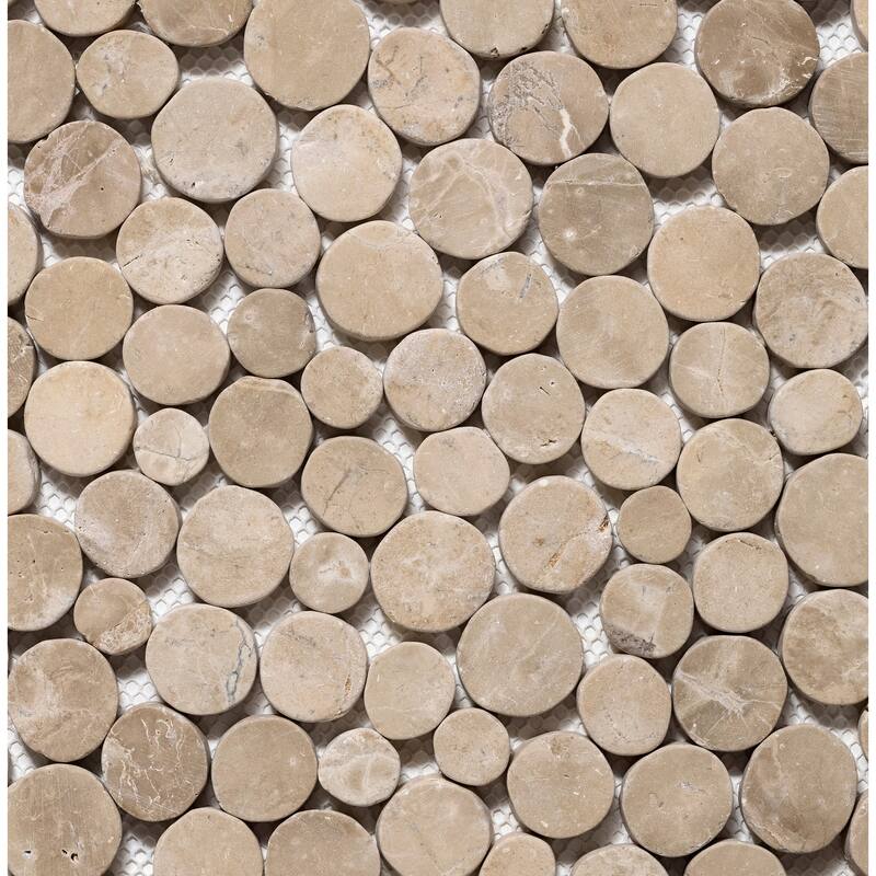 Penny Rounds 11 in. x 11 in. Honed Marble Mesh-Mounted Mosaic Wall and Floor Tile