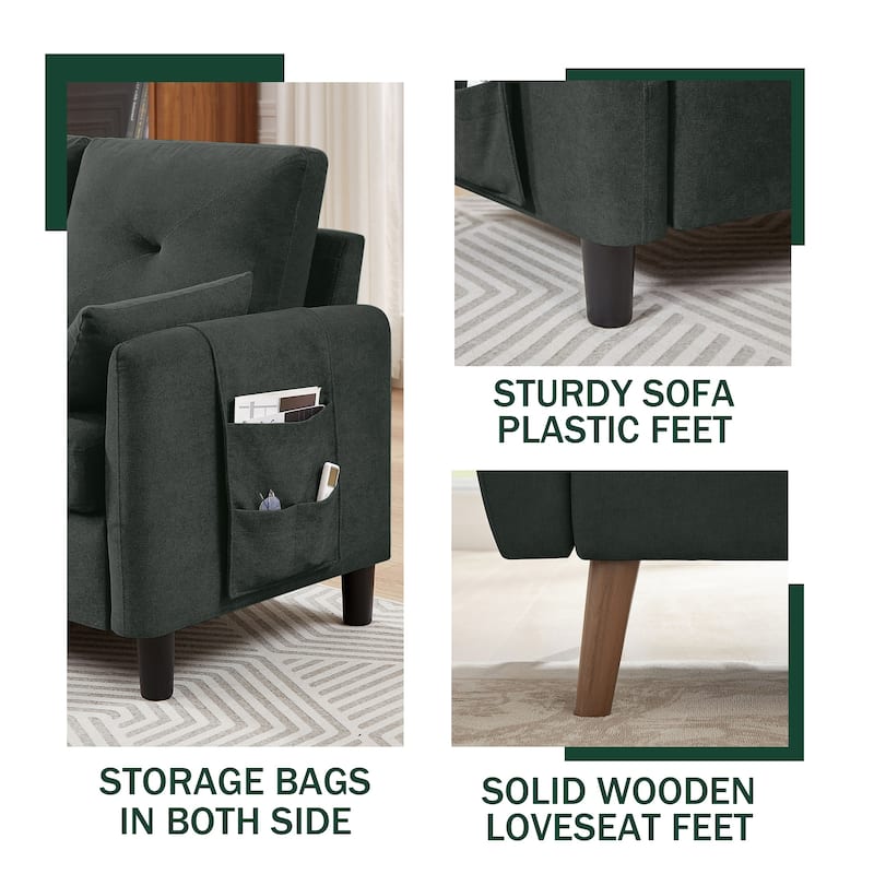 3 Pieces Living Room Set with Storage Ottoman