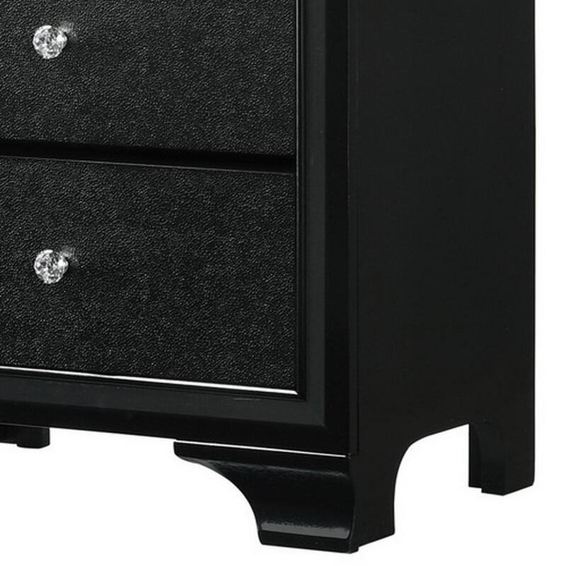 Black 2 Drawer 16.4 in. W Nightstand with Sturdy Drawer Pulls
