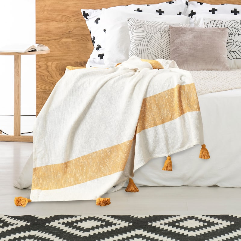 Sevita Striped Hand-Woven Cotton Standard Size Throw Blanket