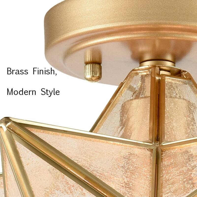 Ferrara Moravian Star Light Flush Mount Ceiling Light with Seeded Glass Shade 12-inch