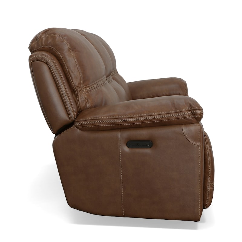 Fenwick Cognac Power Reclining Sofa with Power Headrests by Flexsteel - 89" x 42" x 42"