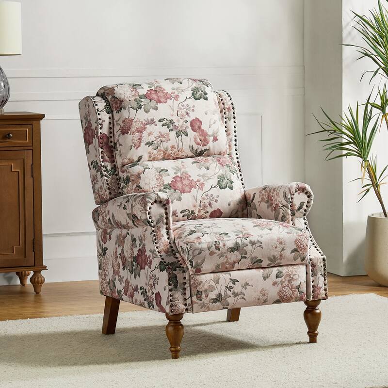 Terri Classic Cutaway Arms with Nailheads Manual Recliner for Living Room by HULALA HOME