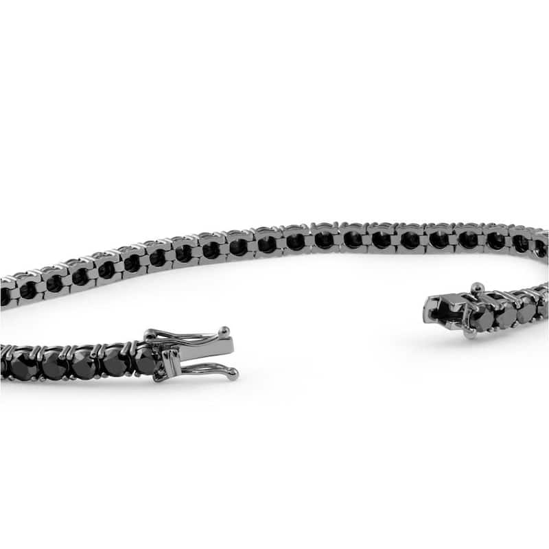 10 1/2 Ct Black Diamond Tennis Bracelet Black Gold 7"