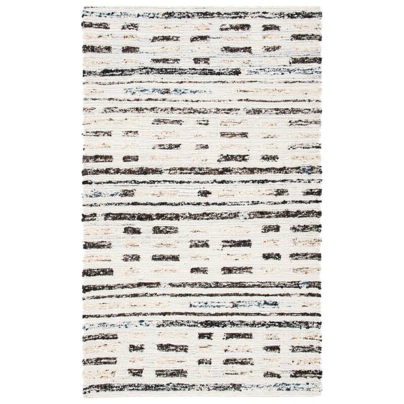 SAFAVIEH Handmade Manhattan Raelene Wool Rug - 6' Square - Ivory/Dark Brown