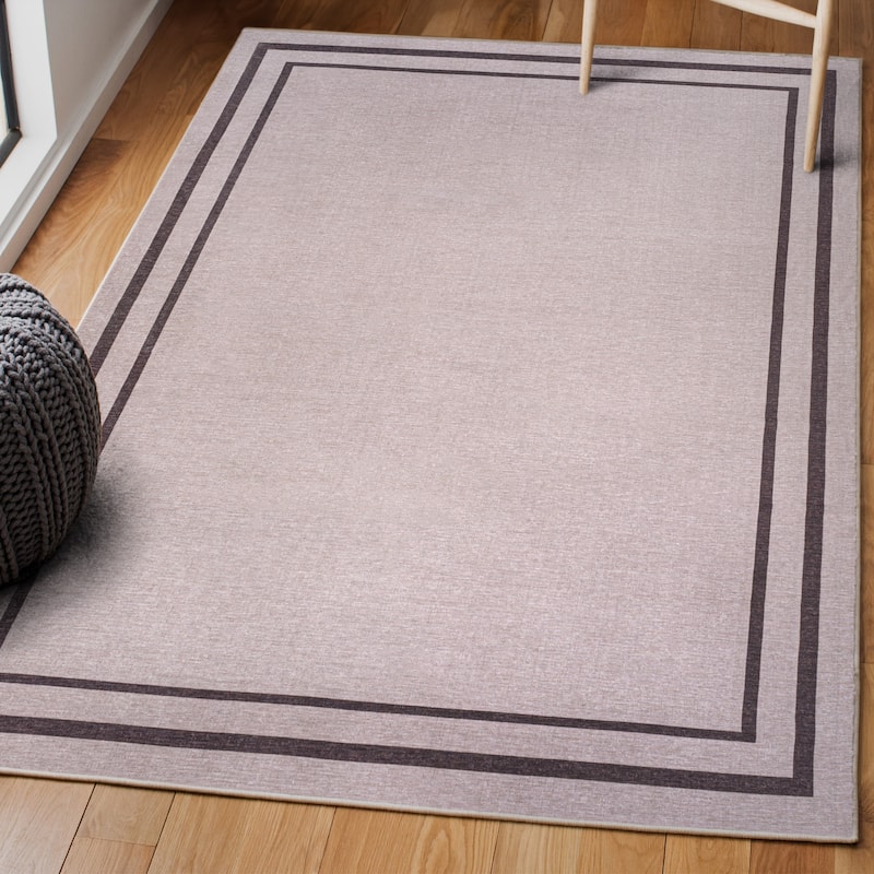 JONATHAN Y Ainsley Classic 2-Stripe Border Washable Area Rug
