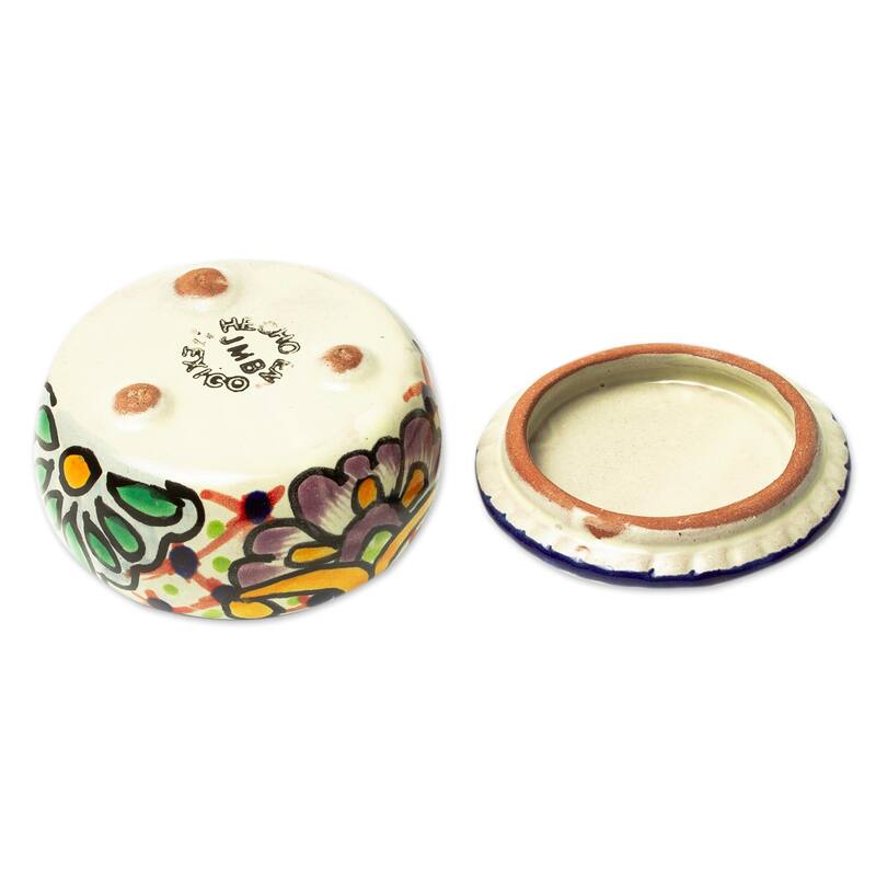 Novica Handmade Hidalgo Bouquet Ceramic Decorative Box