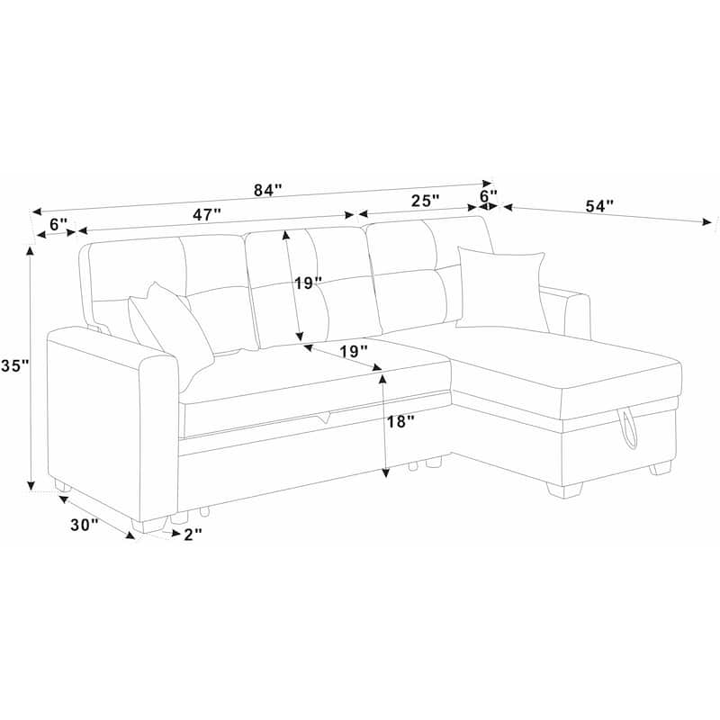 85.5'' Blue Polyester Upholstered Sleeper Sofa