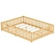 preview thumbnail 11 of 26, Queen Size Pine Wood Floor Bed with Safety Guardrails and Door for Kids