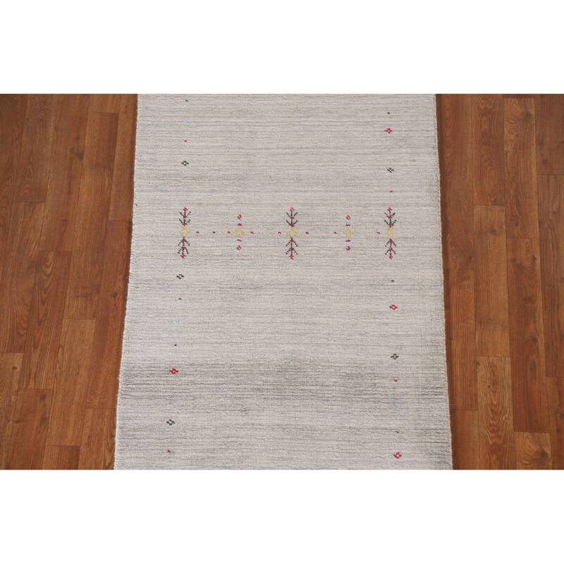 Tribal Beige Gabbeh Runner Rug Hand-knotted Wool Carpet - 2'2"x 9'8"