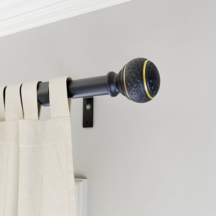 Acroma Adjustable Single Curtain Rod with Globe Ball Finial