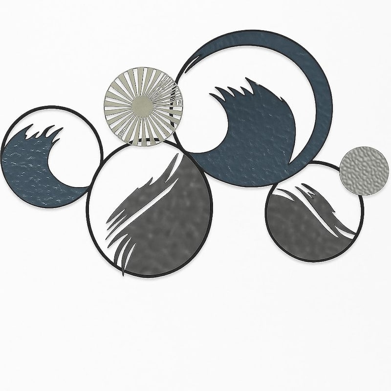 Ocean Ring Metal Wall Art Blue Grey Coastal Decor 35"x20" Horizontal - 24 x 30