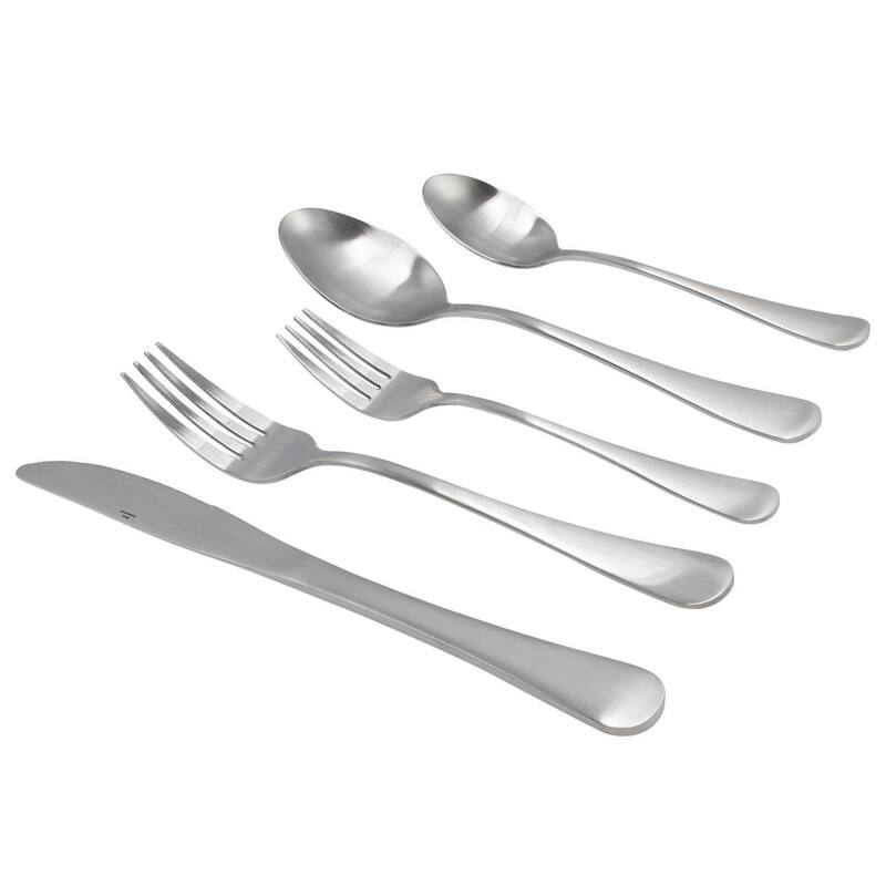 Elyon Luly Matte Colored Stainless Steel Flatware Set 20, 40, 60 Pieces - Silver - Service for 4