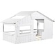 preview thumbnail 10 of 15, White Twin Size Solid Wood House Bed with Roof and Guardrail for Kids