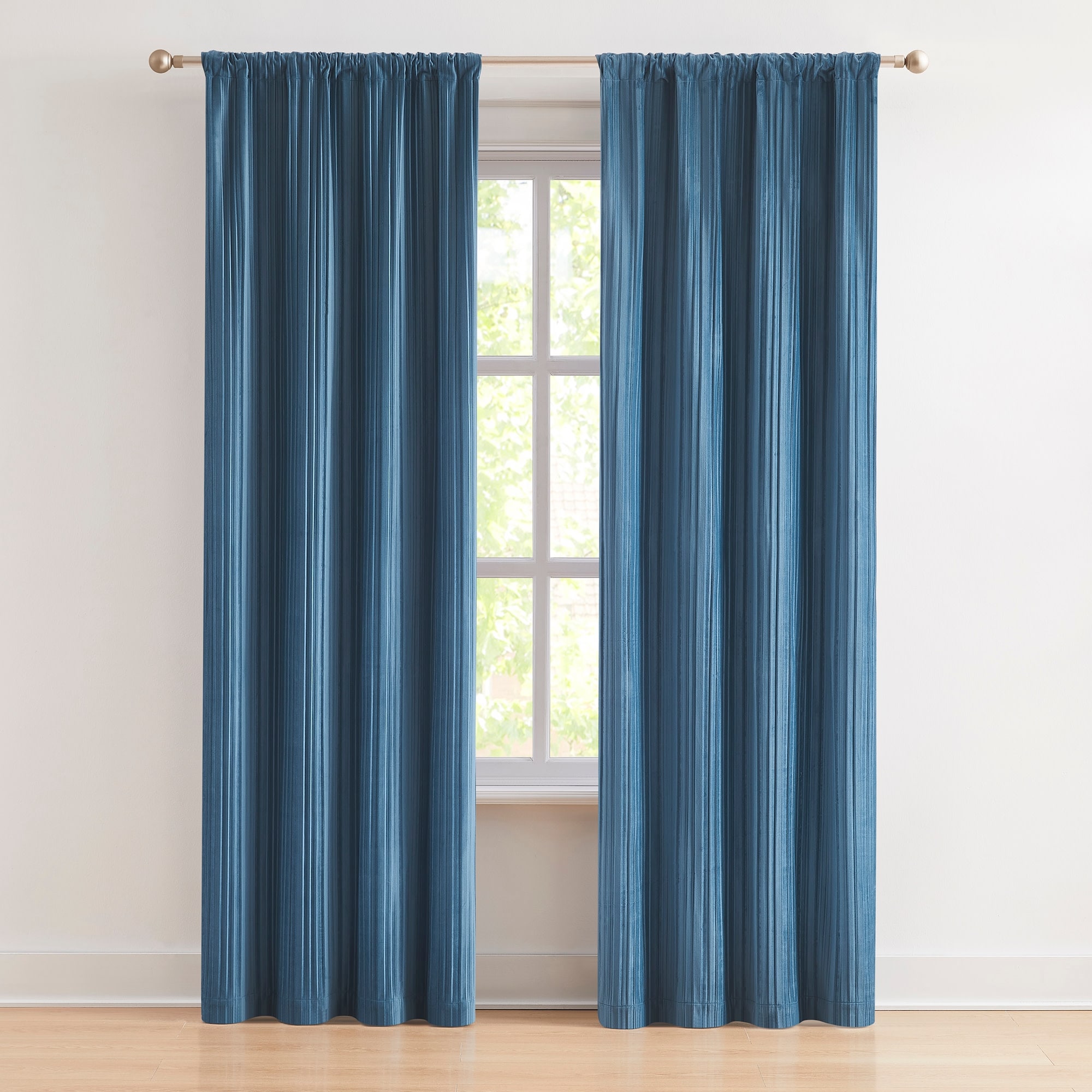 Lush Decor Glam Pleated Velvet Light Filtering Window Curtain Panels Pair - 84" x 38"